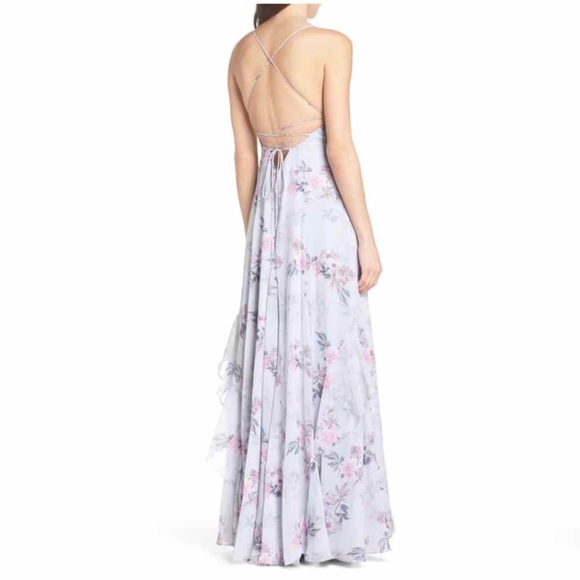 Fame and Partners Nav Ruffle Gown NWT - Picture 6 of 7